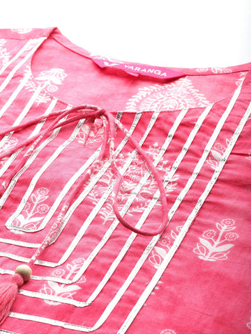 Varanga Women Pink Ethnic Motif Printed Straight Kurta
